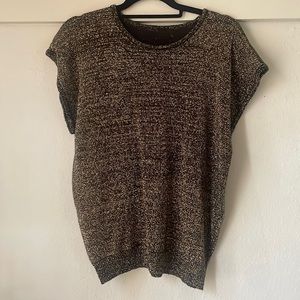 Vintage metallic gold knit cap sleeve sweater